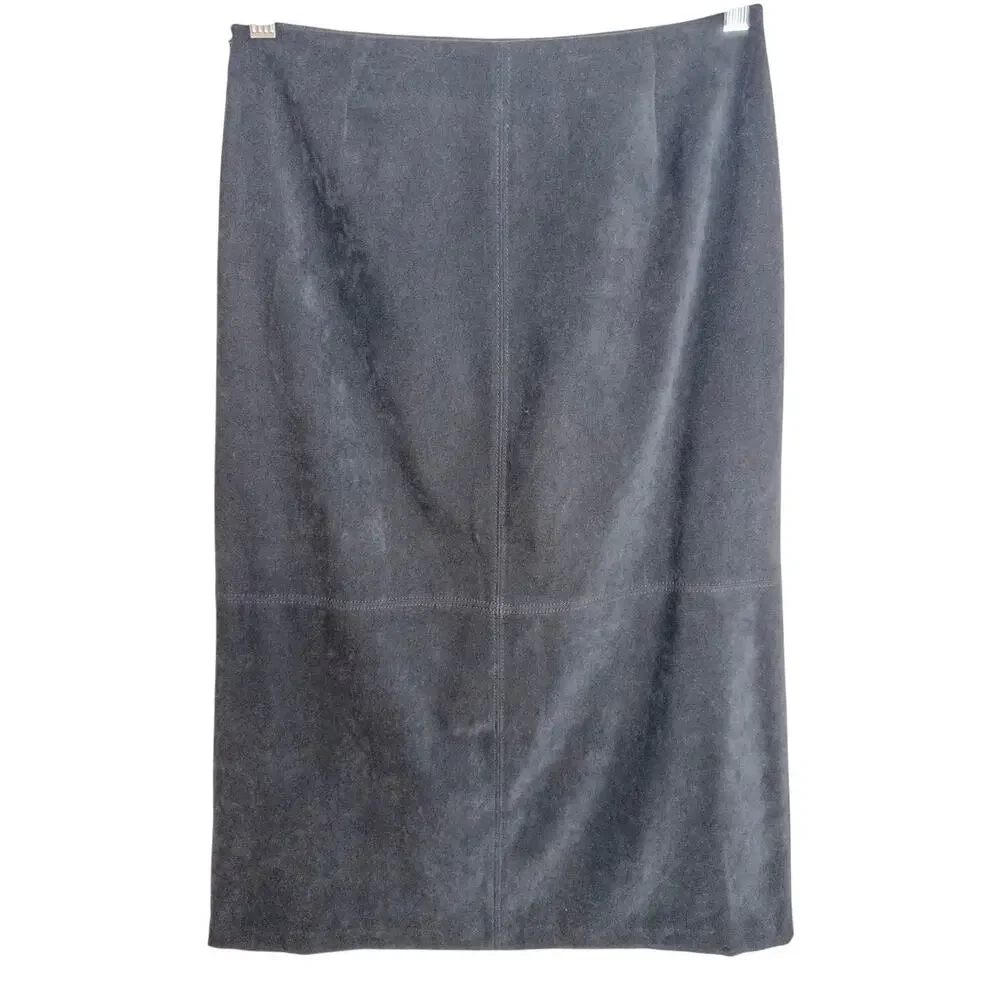 Vintage Casual Corner Annex Black Faux Suede Midi Skirt Size Small - Picture 3 of 7
